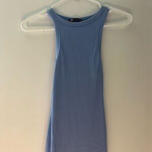 Zara Womens Small Maxi Racerback Blue Sundress